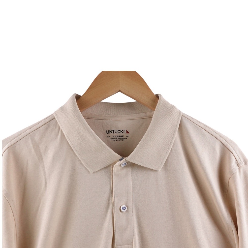 UNTUCKit Mens XL Beige Short‎ Sleeve Golf Performance Stretch Polo Shirt